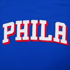 NBA PHILADELPHIA 76ERS CLASSIC CHENILLE MEN'S SHORT SLEEVE PULLOVER HOODIE (ROYAL BLUE)