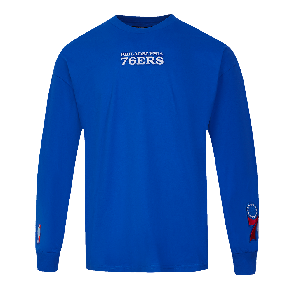 NBA PHILADELPHIA 76ERS WINGSPAN MEN'S DROP SHOULDER LS TEE (ROYAL BLUE)