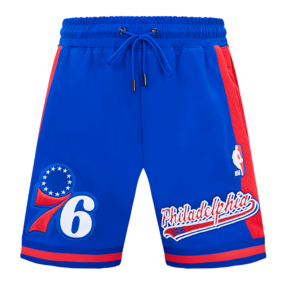NBA PHILADELPHIA 76ers SCRIPT TAIL MEN'S DOUBLE KNIT 2.0 SHORT (ROYAL BLUE/RED)