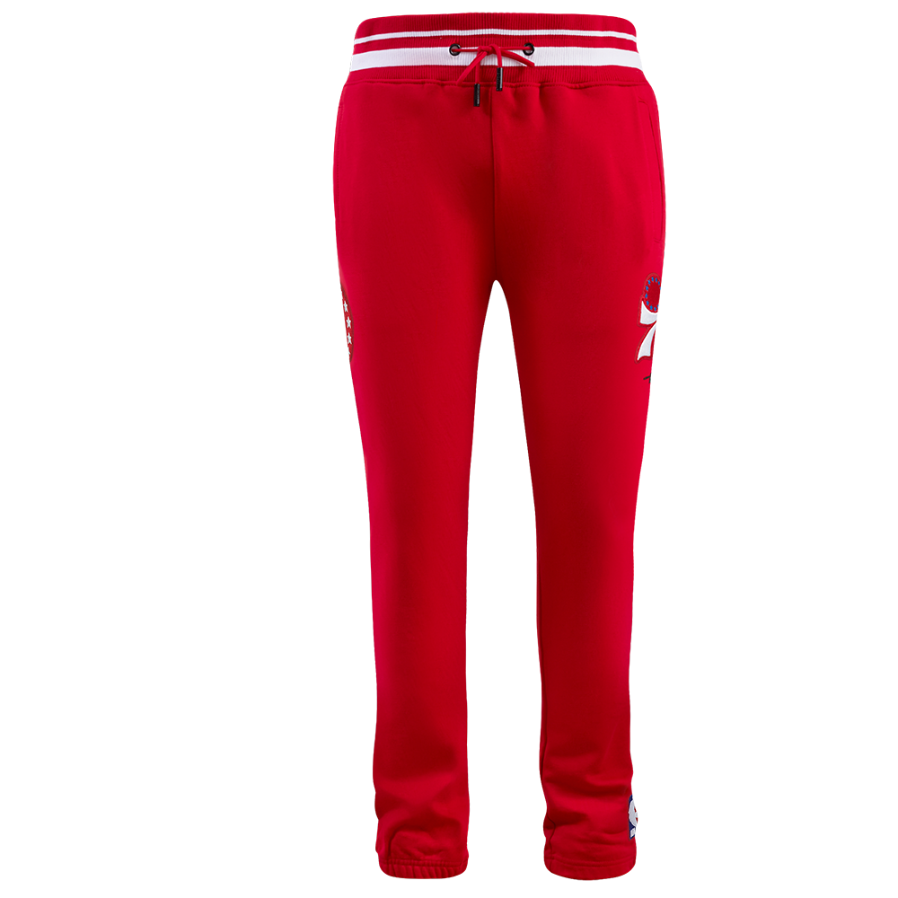 NBA PHILADELPHIA 76ers SCRIPT TAIL MEN'S RIB FLEECE SWEATPANT (RED)