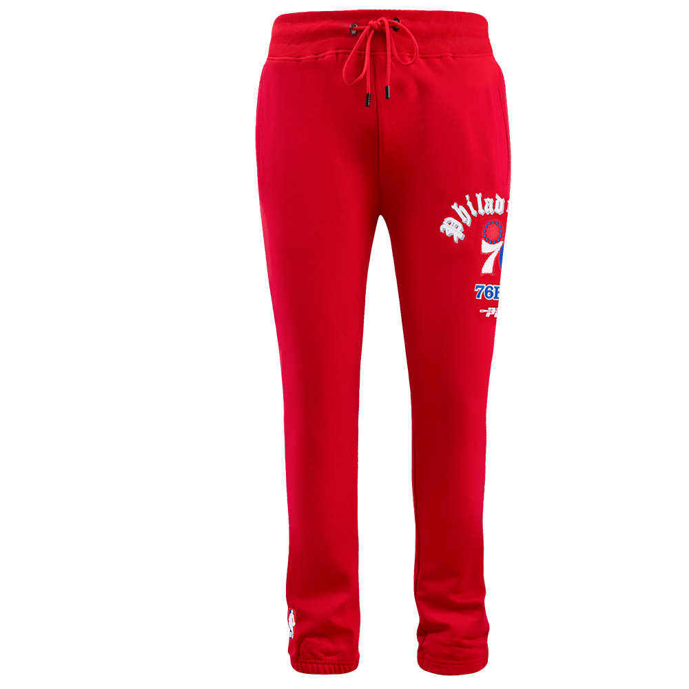 NBA PHILADELPHIA 76ERS OLD ENGLISH MEN'S SWEATPANT (RED)