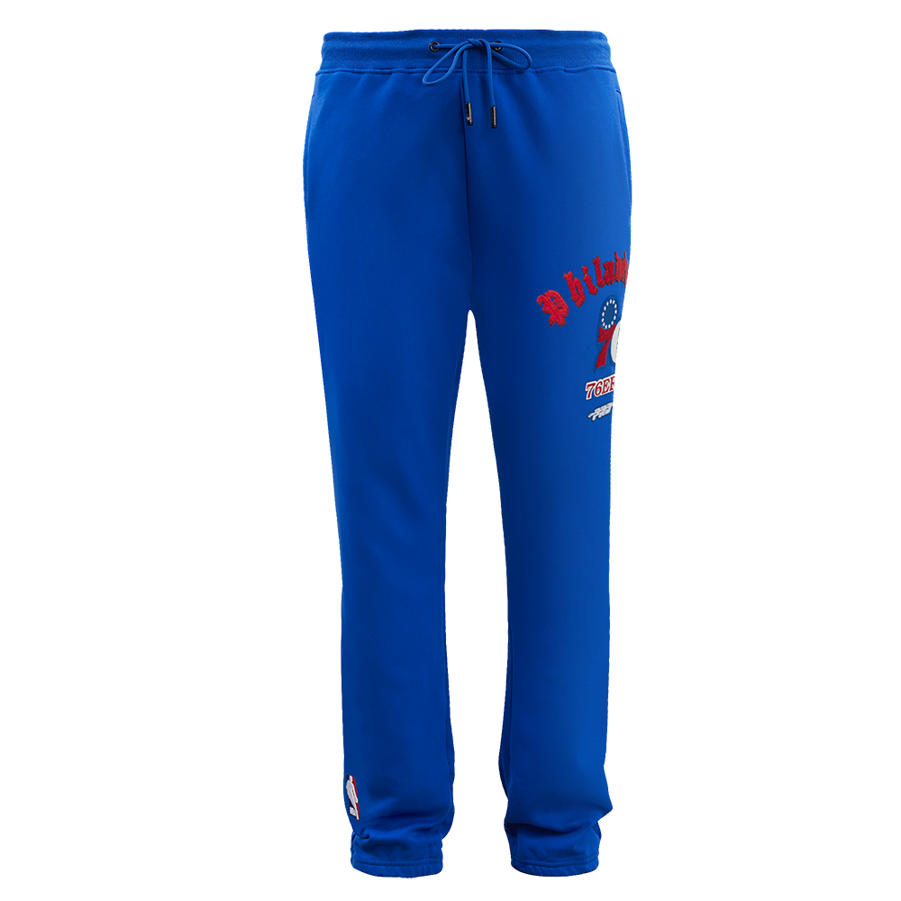 NBA PHILADELPHIA 76ERS OLD ENGLISH MEN'S SWEATPANT (ROYAL BLUE)