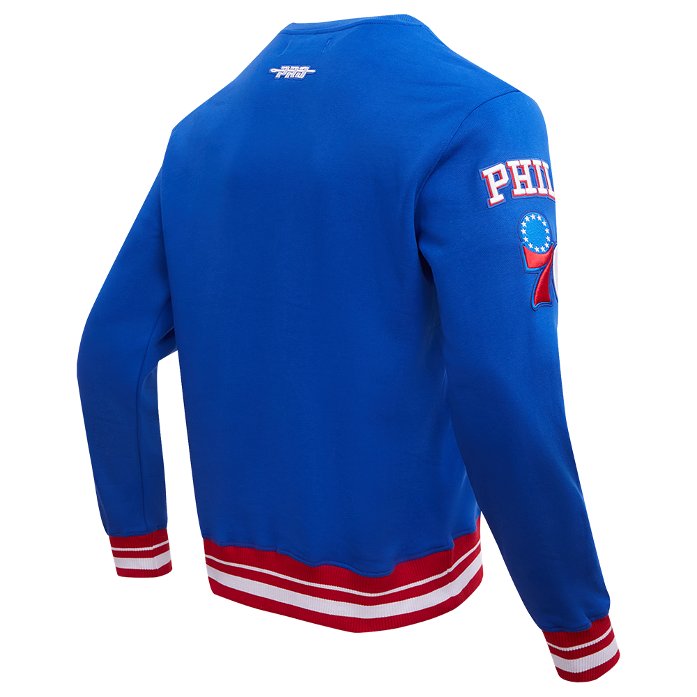 NBA PHILADELPHIA 76ERS MASHUP MEN'S RIB CREWNECK (ROYAL BLUE/RED)