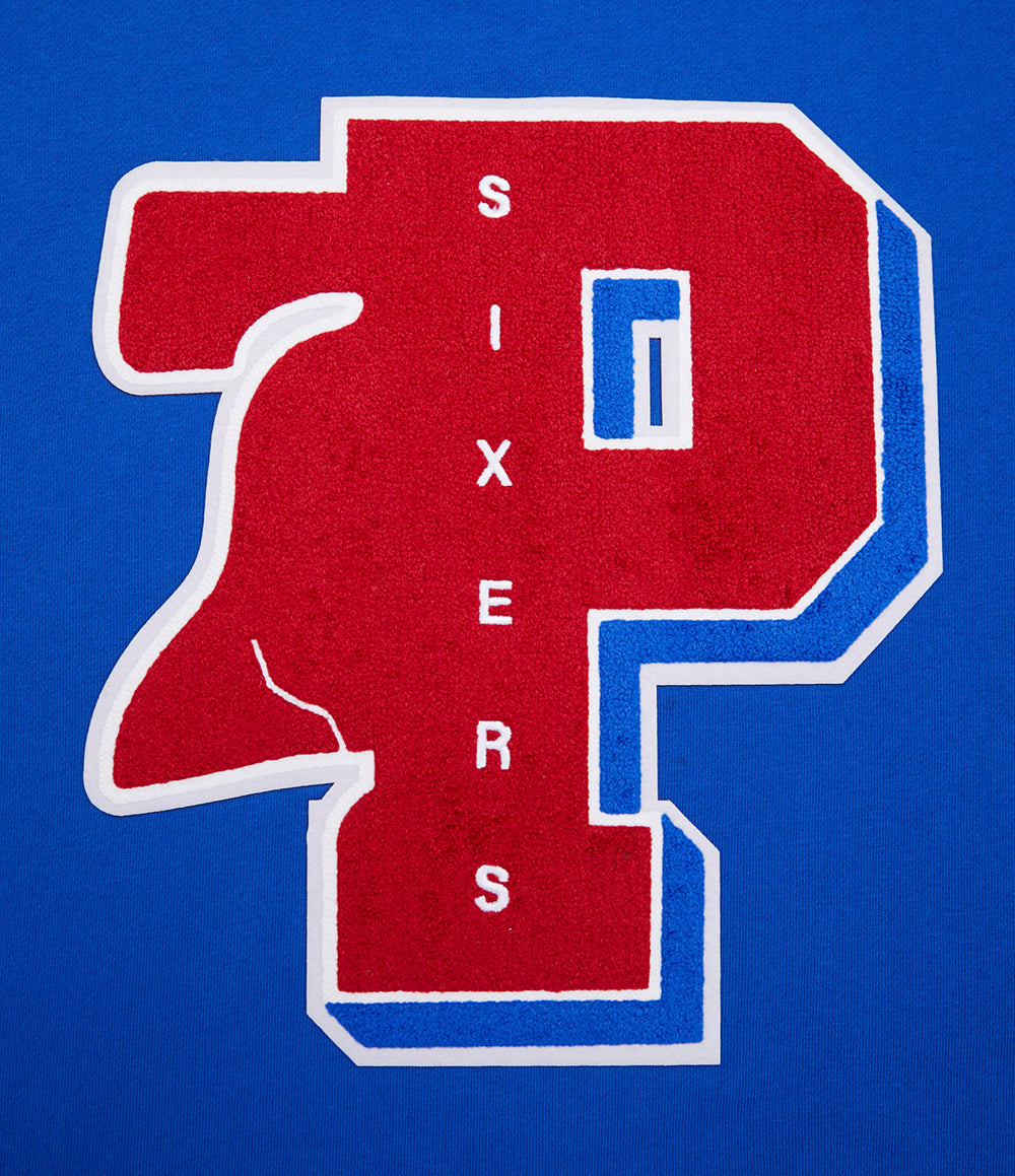 NBA PHILADELPHIA 76ERS MASHUP MEN'S RIB CREWNECK (ROYAL BLUE/RED)