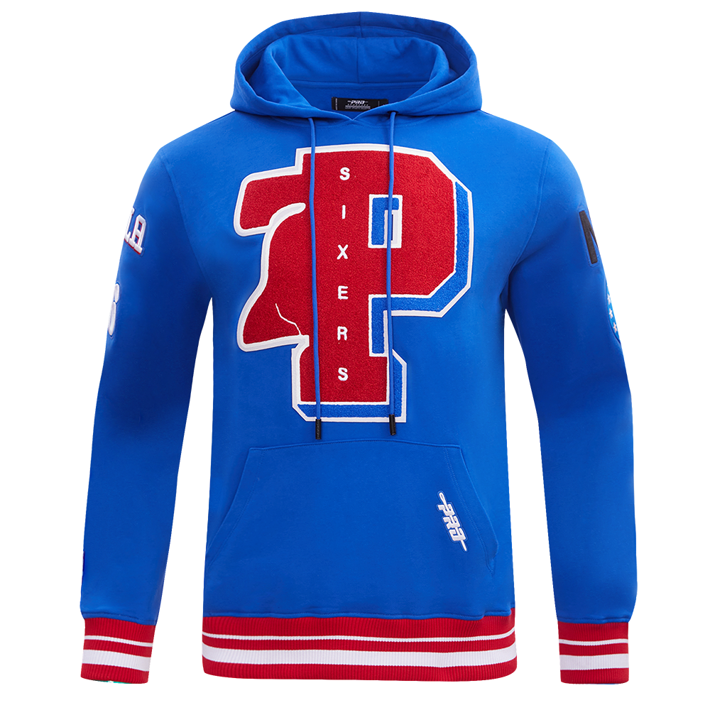NBA PHILADELPHIA 76ERS MASHUP MEN'S RIB PULLOVER HOODIE (ROYAL BLUE/RED)