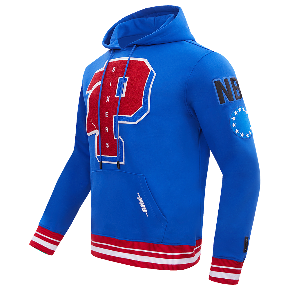 NBA PHILADELPHIA 76ERS MASHUP MEN'S RIB PULLOVER HOODIE (ROYAL BLUE/RED)