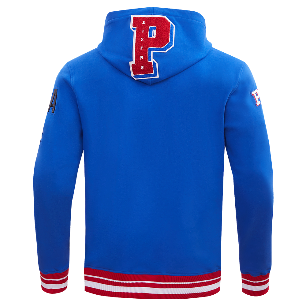 NBA PHILADELPHIA 76ERS MASHUP MEN'S RIB PULLOVER HOODIE (ROYAL BLUE/RED)