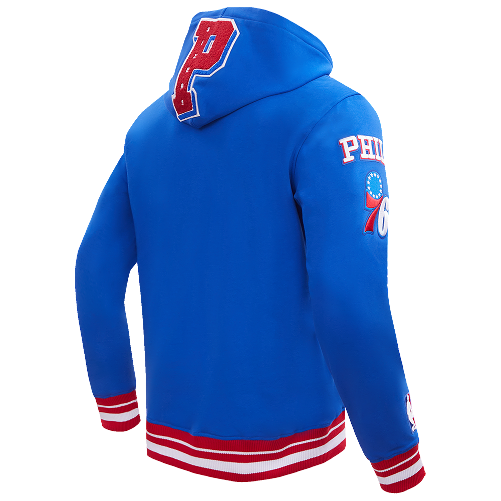 NBA PHILADELPHIA 76ERS MASHUP MEN'S RIB PULLOVER HOODIE (ROYAL BLUE/RED)