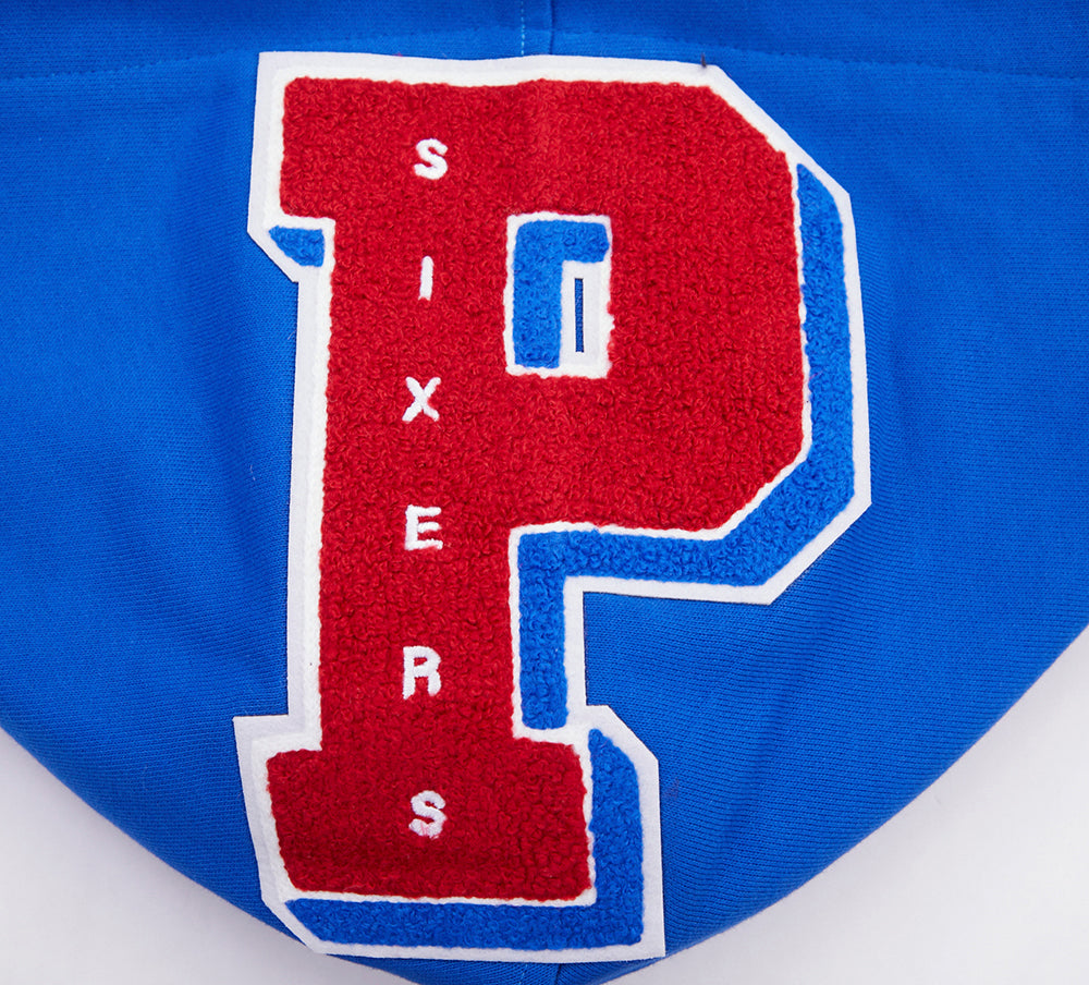 NBA PHILADELPHIA 76ERS MASHUP MEN'S RIB PULLOVER HOODIE (ROYAL BLUE/RED)