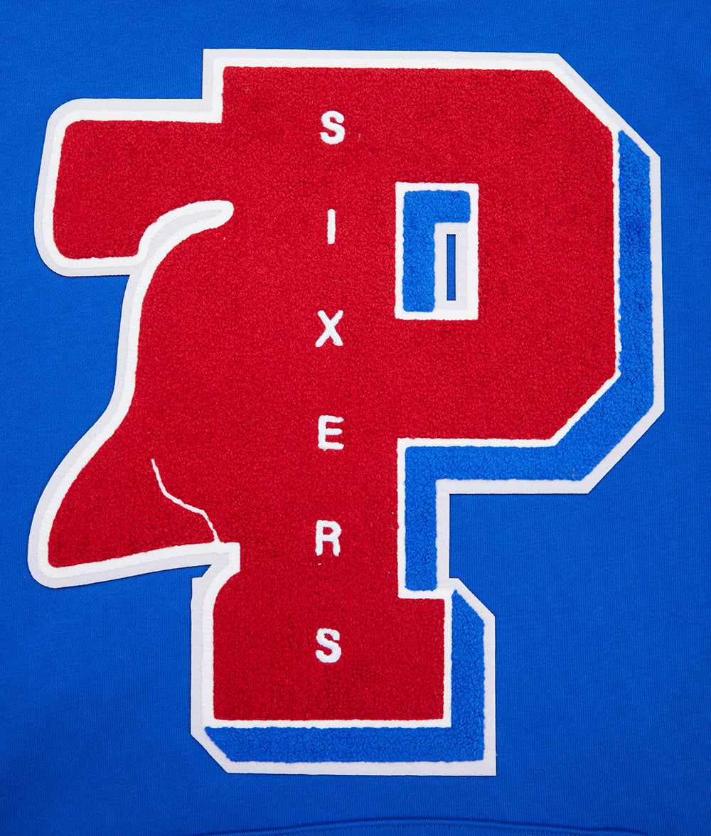 NBA PHILADELPHIA 76ERS MASHUP MEN'S RIB PULLOVER HOODIE (ROYAL BLUE/RED)