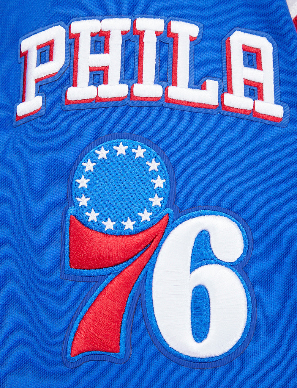 NBA PHILADELPHIA 76ERS MASHUP MEN'S RIB PULLOVER HOODIE (ROYAL BLUE/RED)