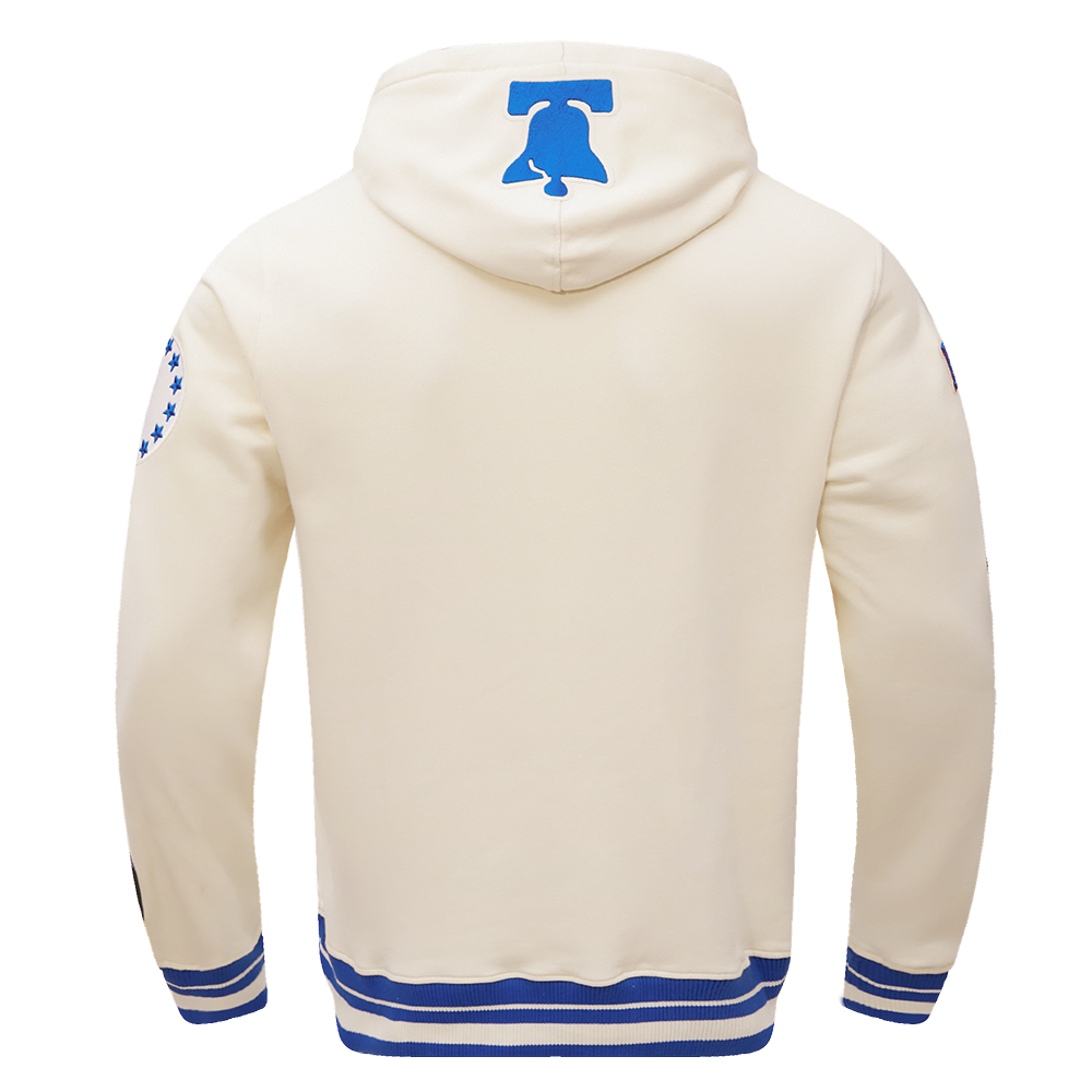 NBA PHILADELPHIA 76ERS RETRO CLASSIC MEN'S PULLOVER HOODIE (EGGSHELL/ ROYAL BLUE)