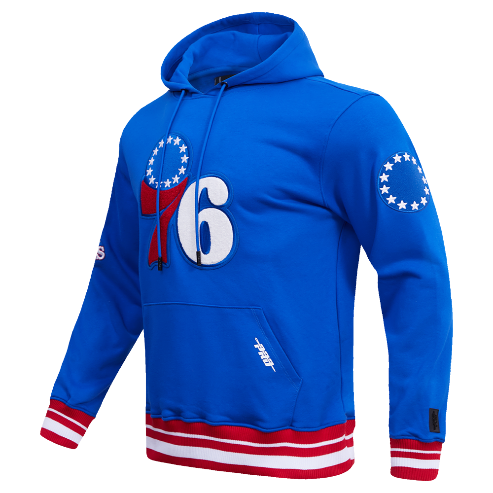 NBA PHILADELPHIA 76ERS RETRO CLASSIC MEN'S PULLOVER HOODIE (ROYAL/RED)