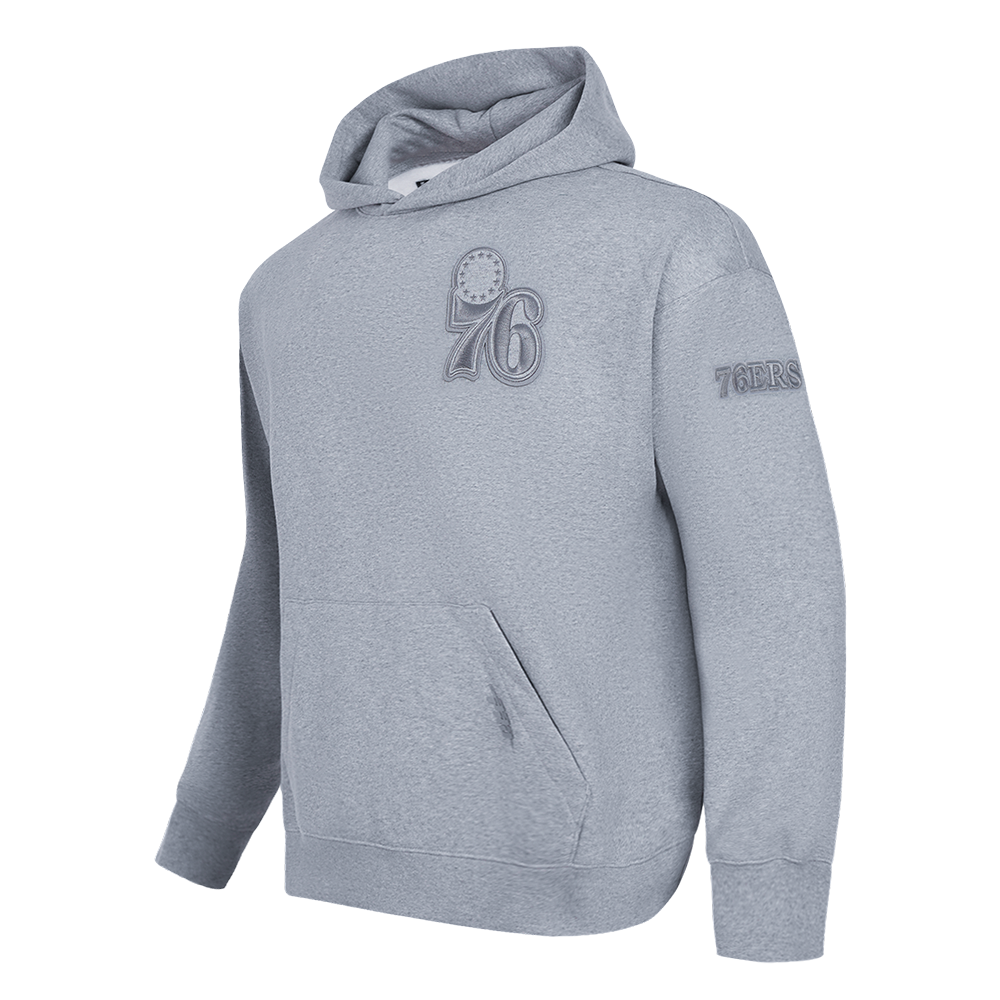 NBA PHILADELPHIA 76ERS NEUTRAL MEN'S DROP SHOULDER FLEECE PULLOVER HOODIE (DARK HEATHER GRAY)