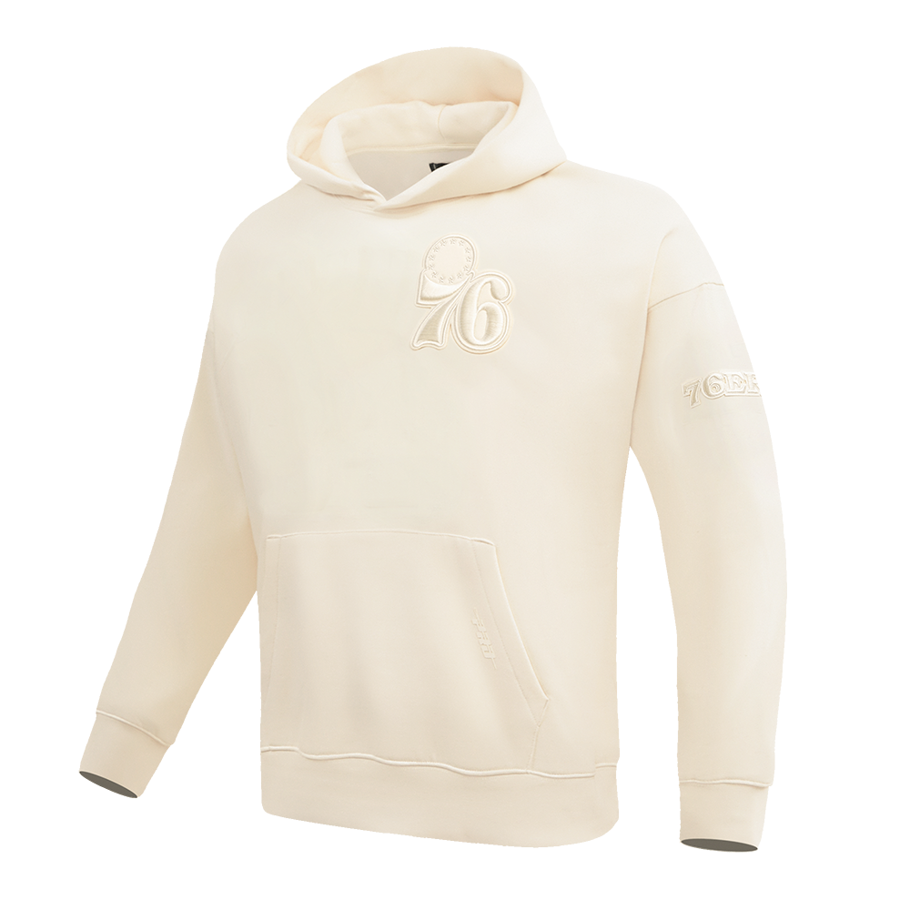 NBA PHILADELPHIA 76ERS NEUTRAL DROP SHOULDER MEN'S PULLOVER HOODIE (EGGSHELL)