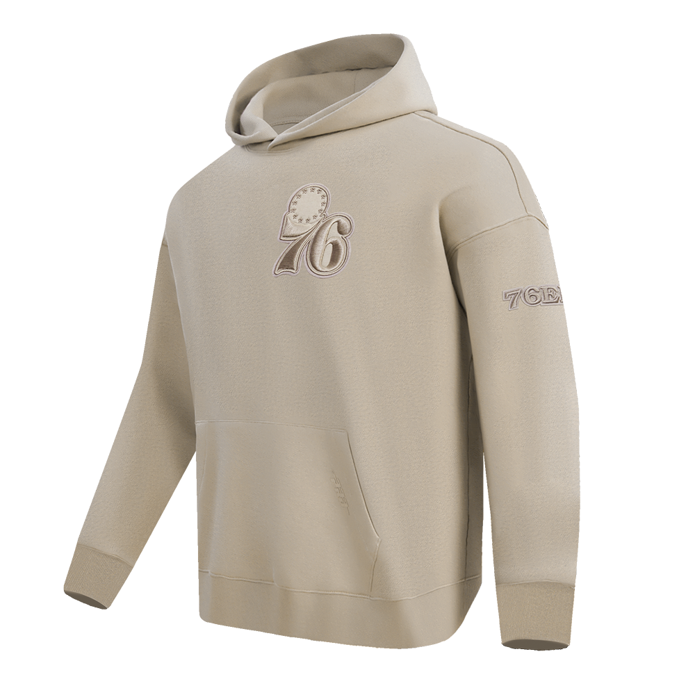 NBA PHILADELPHIA 76ERS NEUTRAL DROP SHOULDER FLEECE PULLOVER HOODIE (TAUPE)