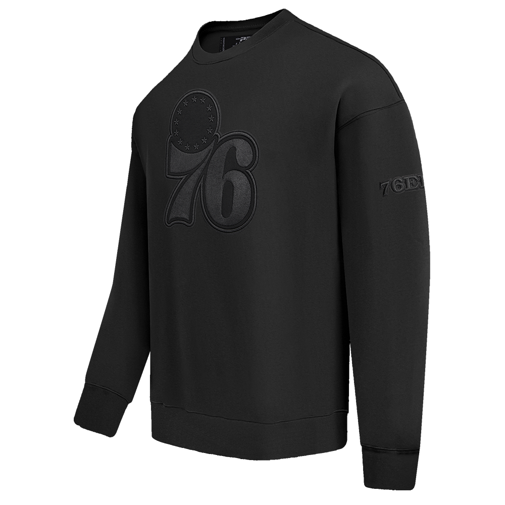 NBA PHILADELPHIA 76ERS NEUTRAL DROP SHOULDER FLEECE CREWNECK (BLACK)