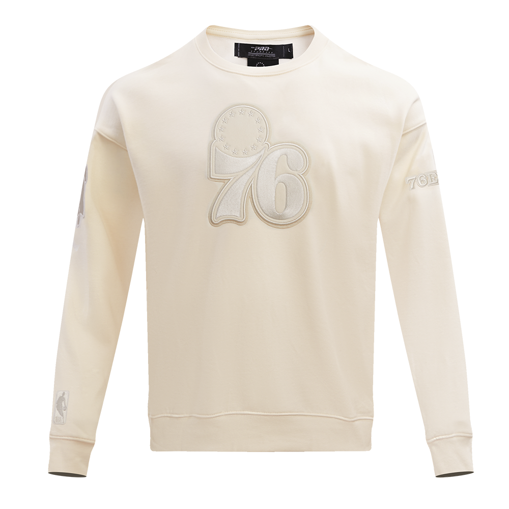 NBA PHILADELPHIA 76ERS NEUTRAL DROP SHOULDER MEN'S CREWNECK (EGGSHELL)