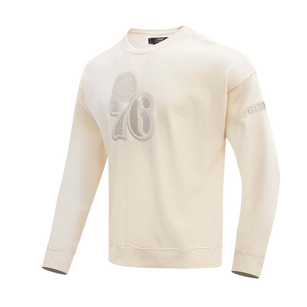NBA PHILADELPHIA 76ERS NEUTRAL DROP SHOULDER MEN'S CREWNECK (EGGSHELL)