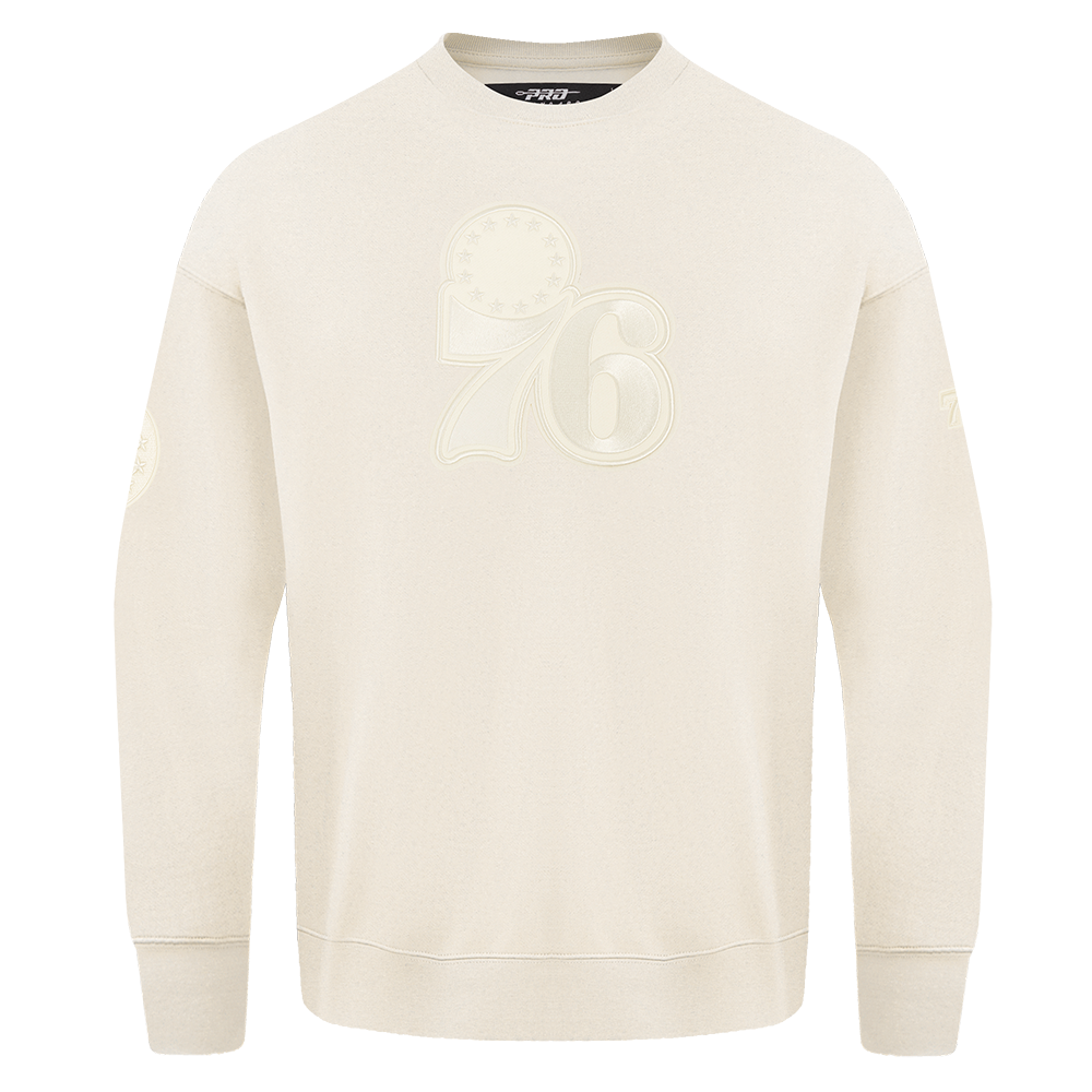 NBA PHILADELPHIA 76ERS NEUTRAL DROP SHOULDER MEN'S CREWNECK (EGGSHELL)