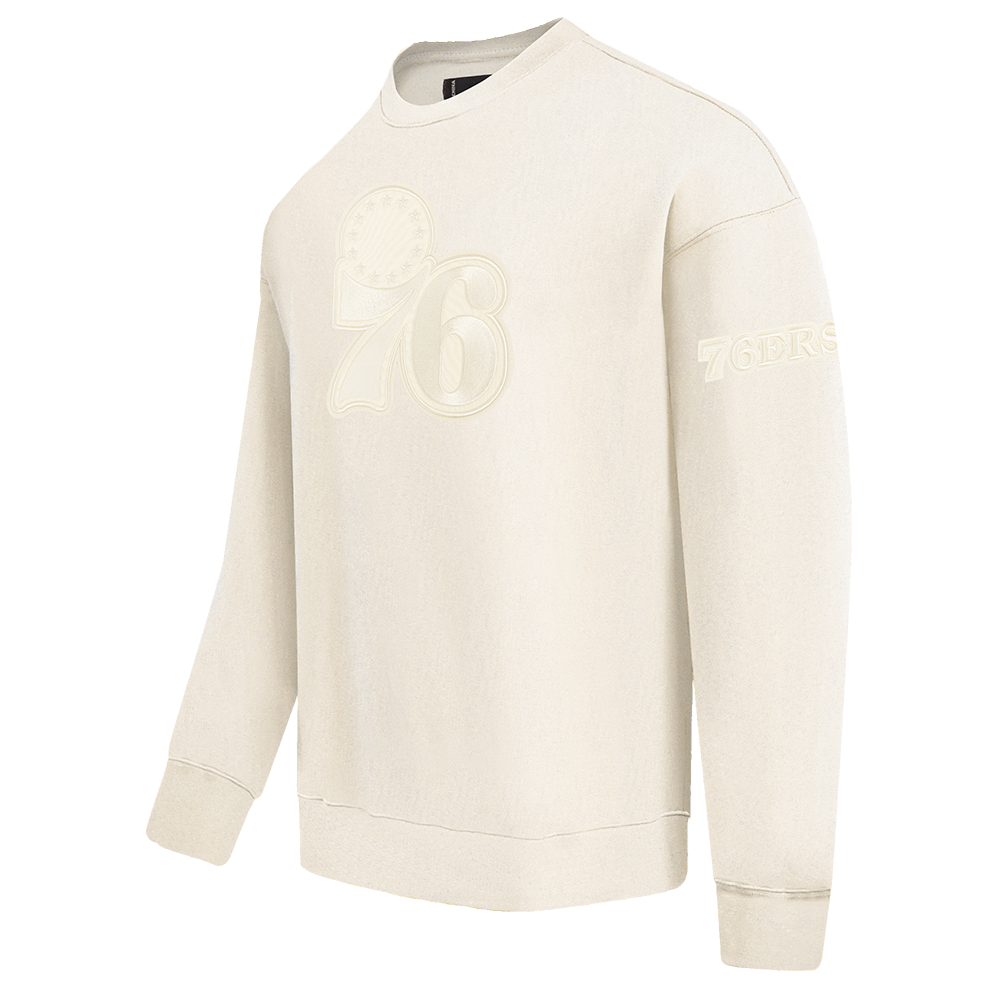NBA PHILADELPHIA 76ERS NEUTRAL DROP SHOULDER MEN'S CREWNECK (EGGSHELL)