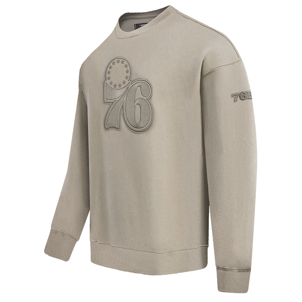 NBA PHILADELPHIA 76ERS NEUTRAL DROP SHOULDER FLEECE CREWNECK (TAUPE)