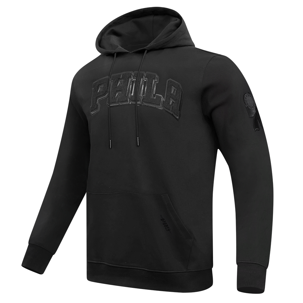 NBA PHILADELPHIA 76ERS CLASSIC MEN'S 3BK DK PO HOODIE (TRIPLE BLACK)