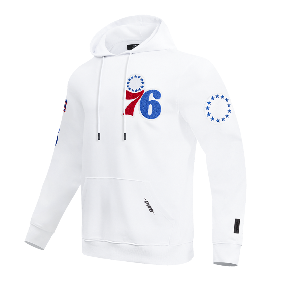 NBA PHILADELPHIA 76ERS CLASSIC CHENILLE MEN'S PULLOVER HOODIE (WHITE)