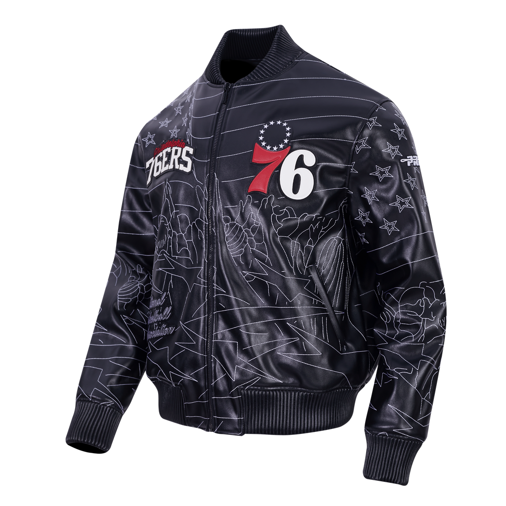 NBA PHILADELPHIA 76ERS PRO PREMIUM MEN'S COAT (BLACK)
