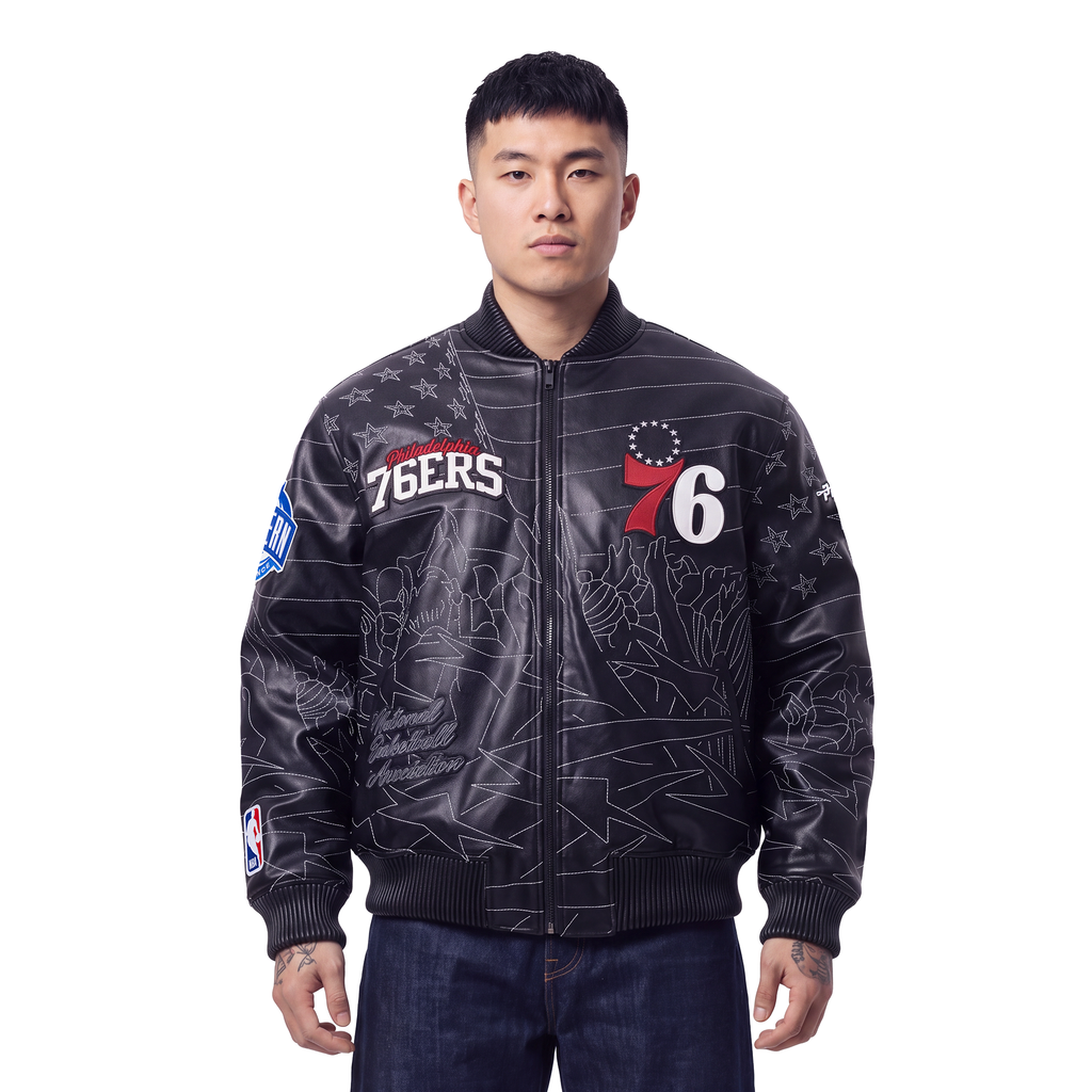 NBA PHILADELPHIA 76ERS PRO PREMIUM MEN'S COAT (BLACK)