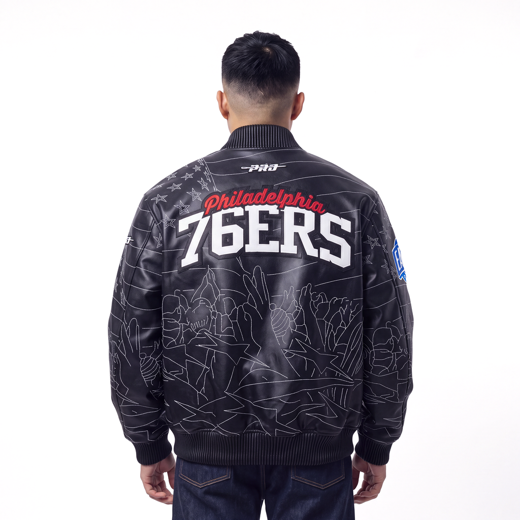 NBA PHILADELPHIA 76ERS PRO PREMIUM MEN'S COAT (BLACK)