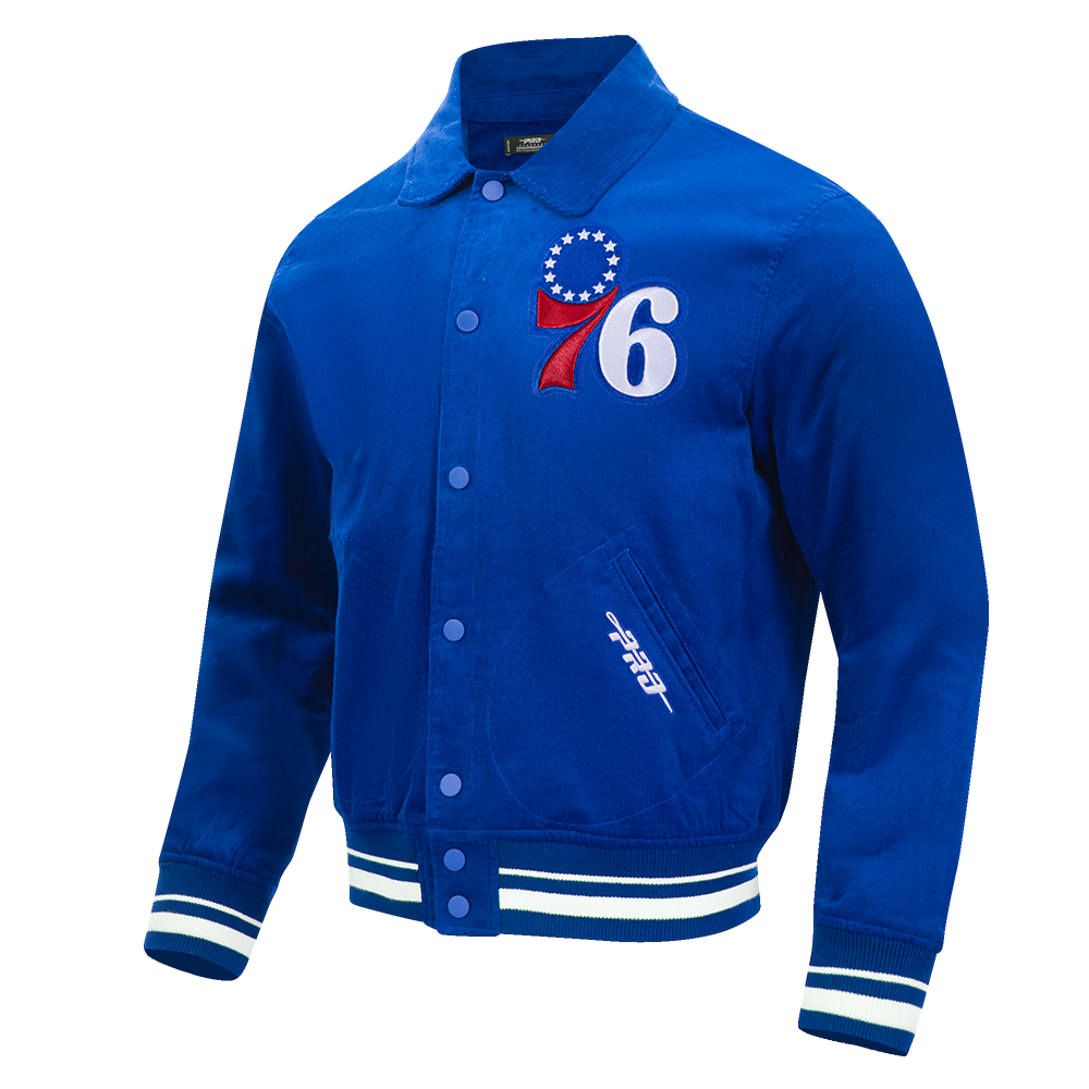 NBA PHILADELPHIA 76ERS CLASSIC CORDUROY MANTEAU POUR HOMME (BLEU ROYAL)