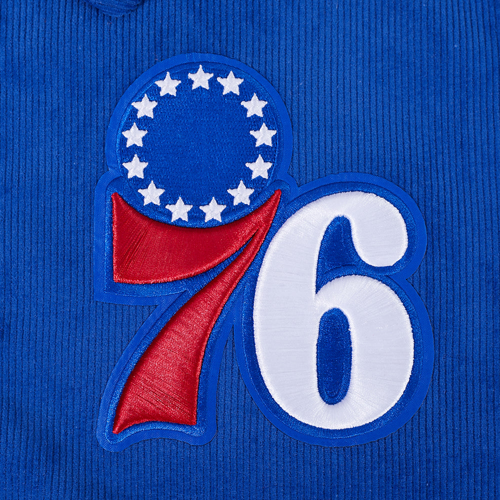 NBA PHILADELPHIA 76ERS CLASSIC CORDUROY MANTEAU POUR HOMME (BLEU ROYAL)