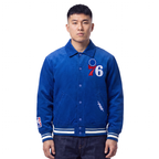 NBA PHILADELPHIA 76ERS CLASSIC CORDUROY MANTEAU POUR HOMME (BLEU ROYAL)