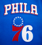 NBA PHILADELPHIA 76ERS RETRO CLASSIC MEN'S RIB WOOL VARSITY JACKET (ROYAL/RED)