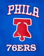 NBA PHILADELPHIA 76ERS RETRO CLASSIC MEN'S RIB WOOL VARSITY JACKET (ROYAL/RED)