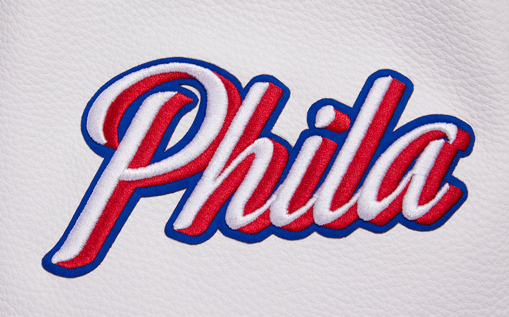 NBA PHILADELPHIA 76ERS RETRO CLASSIC MEN'S RIB WOOL VARSITY JACKET (ROYAL/RED)
