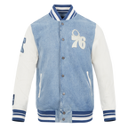 NBA PHILADELPHIA 76ERS VARSITY BLUES BLOUSON COLLÉGIAL EN DENIM POUR HOMME (DENIM/LIN)