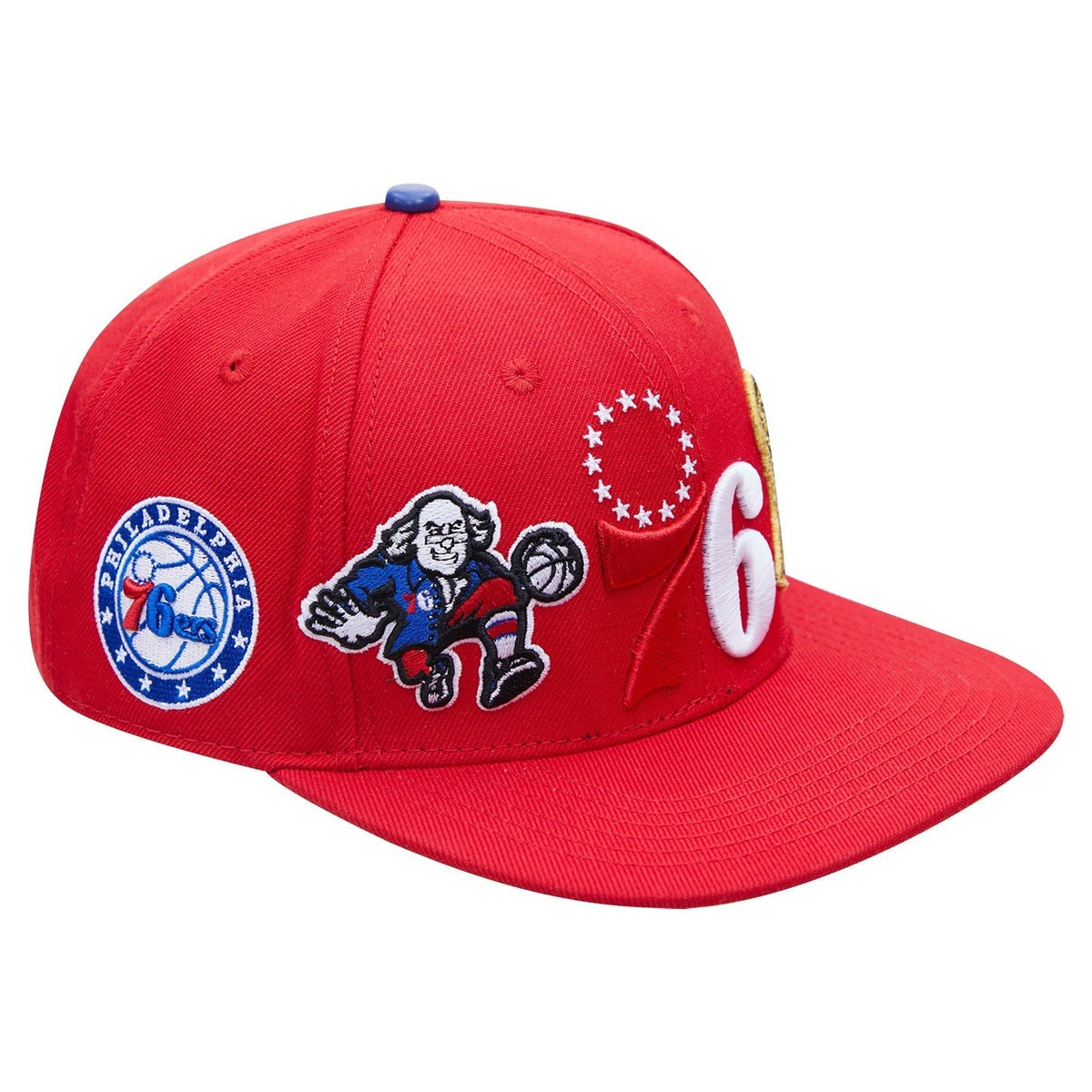 Casquette snapback unisexe NBA Philadelphia 76ers City avec double logo sur le devant (rouge)