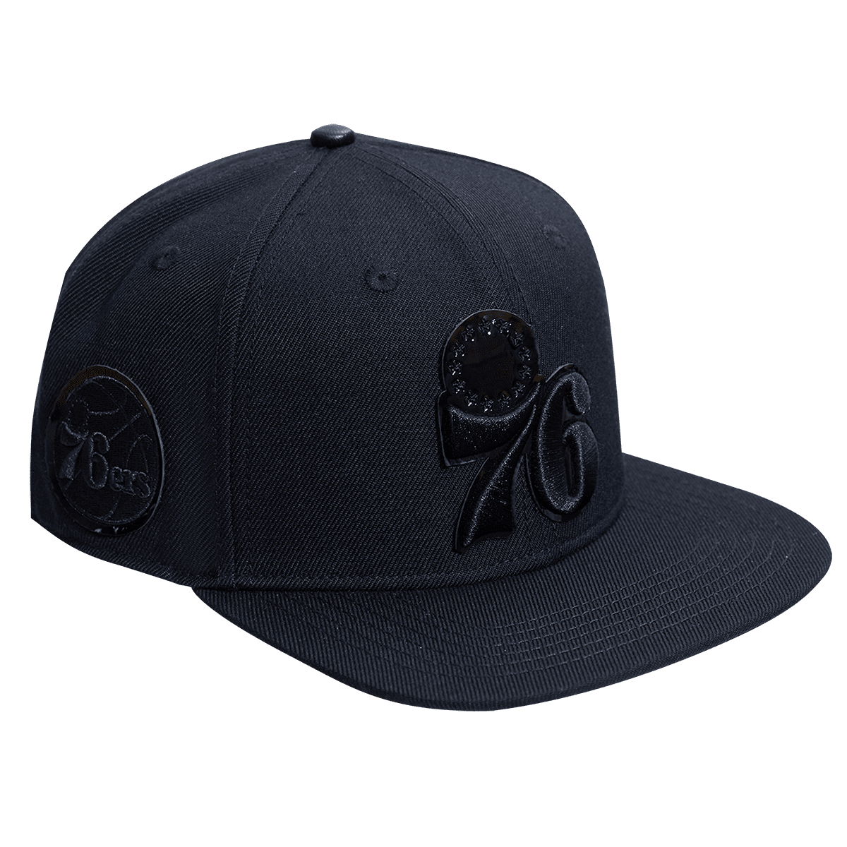 NBA PHILADELPHIA 76ERS TRIPLE BLACK LOGO UNISEX SNAPBACK HAT (TRIPLE BLACK)