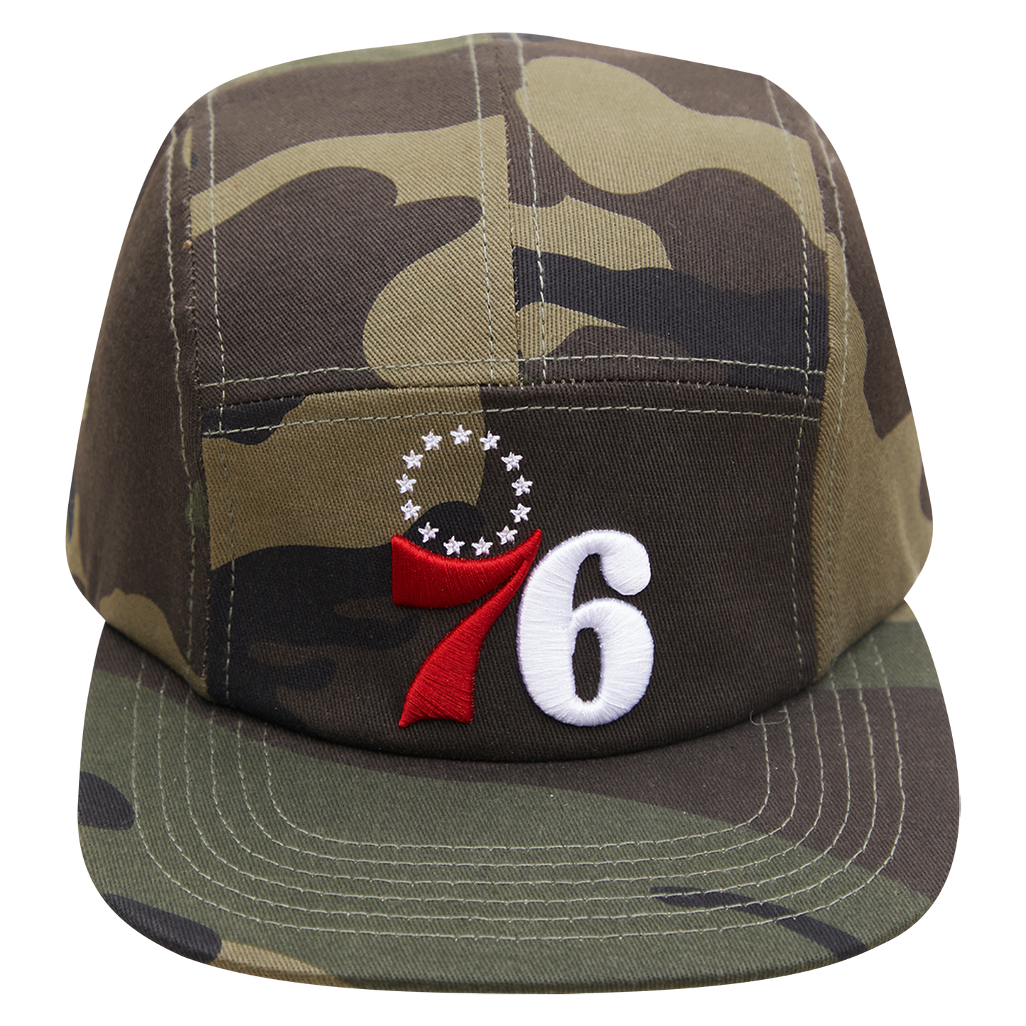 NBA PHILADELPHIA 76ERS UNISEX 5 PANEL CAMO LOGO HAT (CAMO)