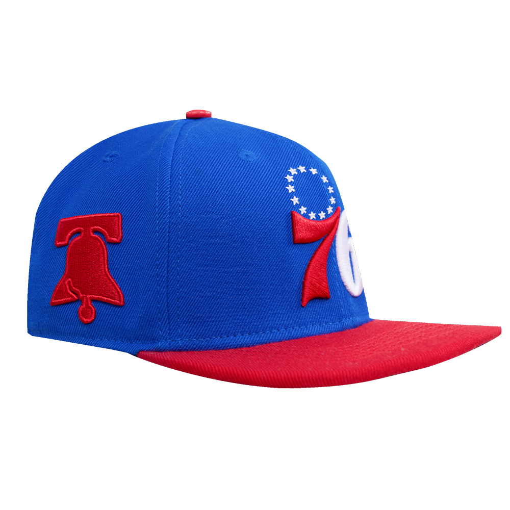 NBA PHILADELPHIA 76ERS RETRO CLASSIC UNISEX PRIMARY LOGO WOOL SNAPBACK (ROYAL/RED)