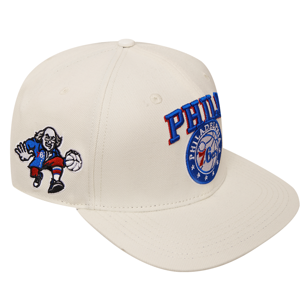 NBA PHILADELPHIA 76ERS RETRO CLASSIC UNISEX LOGO WOOL SNAPBACK HAT (EGGSHELL)