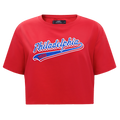 NBA PHILADELPHIA 76ERS SCRIPT TAIL T-SHIRT EN JERSEY SIMPLE À COUPE CARRÉE POUR FEMME (BLANC)