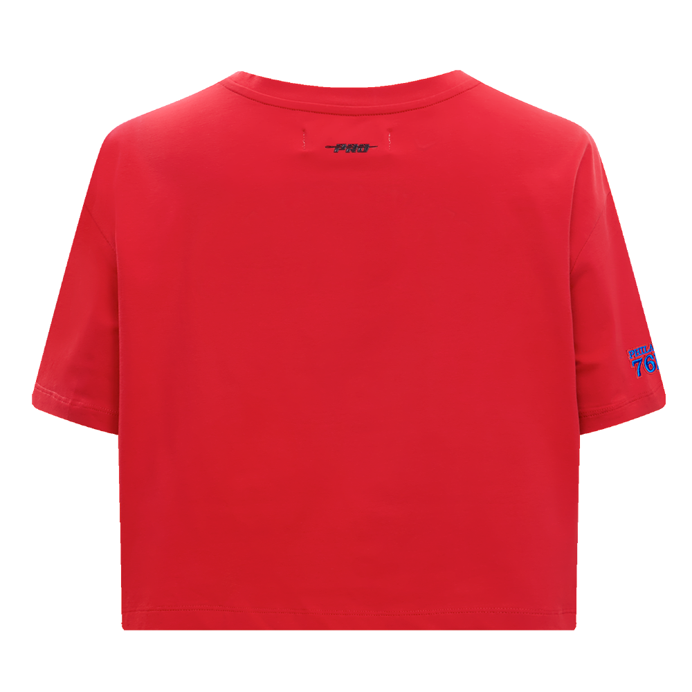 NBA PHILADELPHIA 76ERS SCRIPT TAIL T-SHIRT EN JERSEY SIMPLE À COUPE CARRÉE POUR FEMME (BLANC)