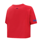 NBA PHILADELPHIA 76ERS SCRIPT TAIL T-SHIRT EN JERSEY SIMPLE À COUPE CARRÉE POUR FEMME (BLANC)
