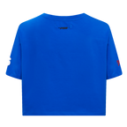 NBA PHILADELPHIA 76ers SCRIPT TAIL WOMEN'S SINGLE JERSEY BOXY TEE (ROYAL BLUE)