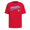 NBA PHILADELPHIA 76ERS SCRIPT TAIL T-SHIRT DE COUPE BOYFRIEND POUR FEMME (ROUGE)
