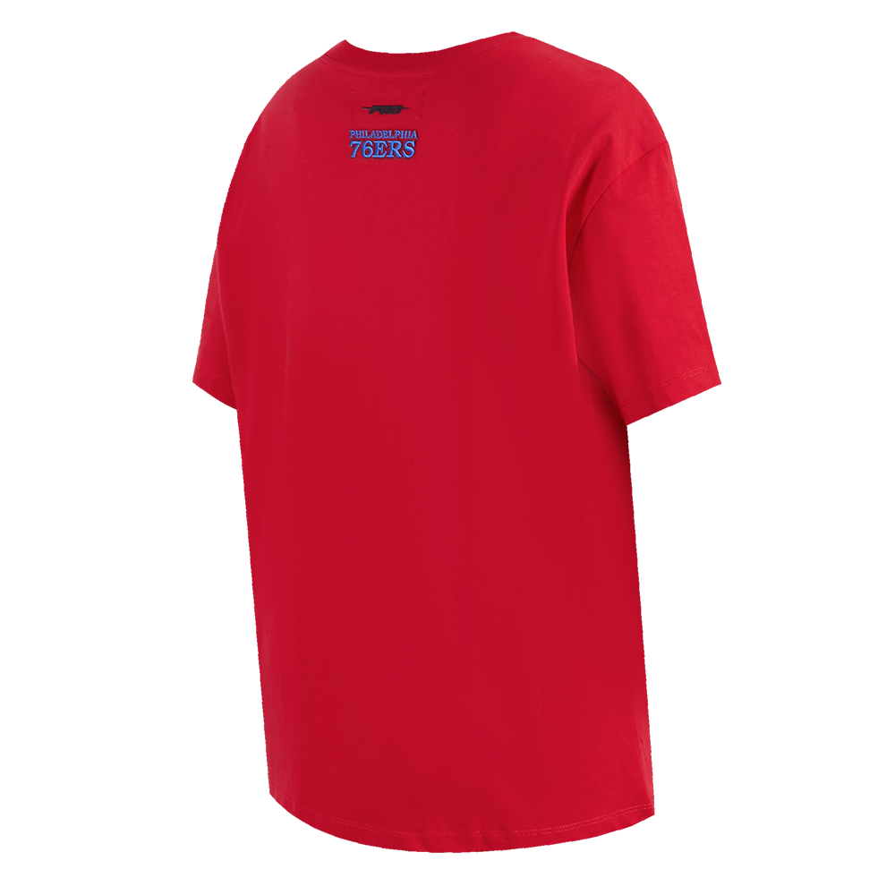 NBA PHILADELPHIA 76ERS SCRIPT TAIL T-SHIRT DE COUPE BOYFRIEND POUR FEMME (ROUGE)