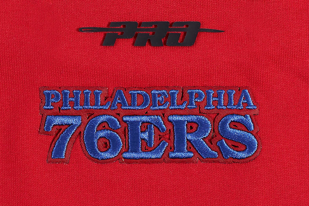 NBA PHILADELPHIA 76ERS SCRIPT TAIL T-SHIRT DE COUPE BOYFRIEND POUR FEMME (ROUGE)